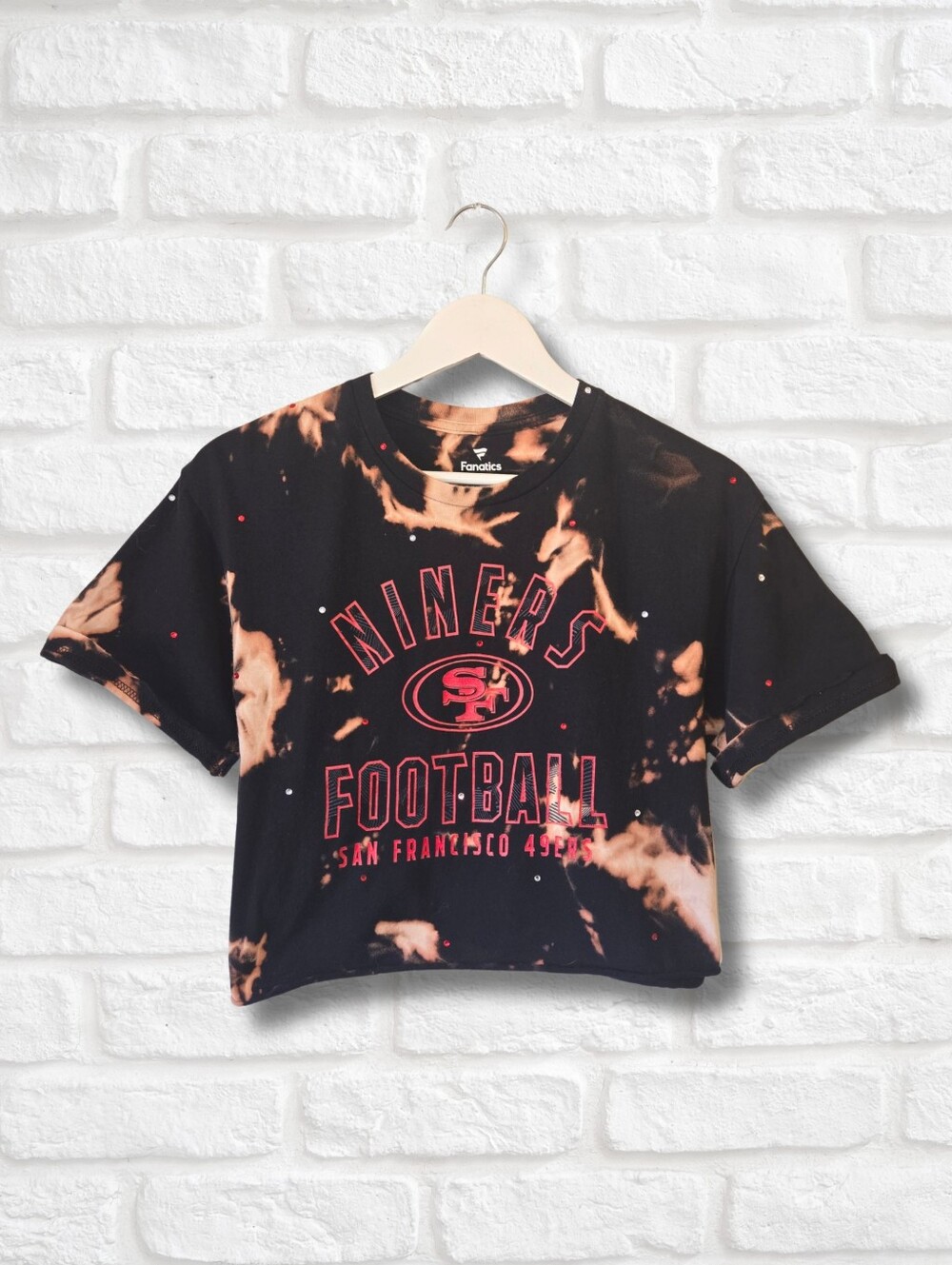 San Francisco 49ers Crop Top W/Rhinestones